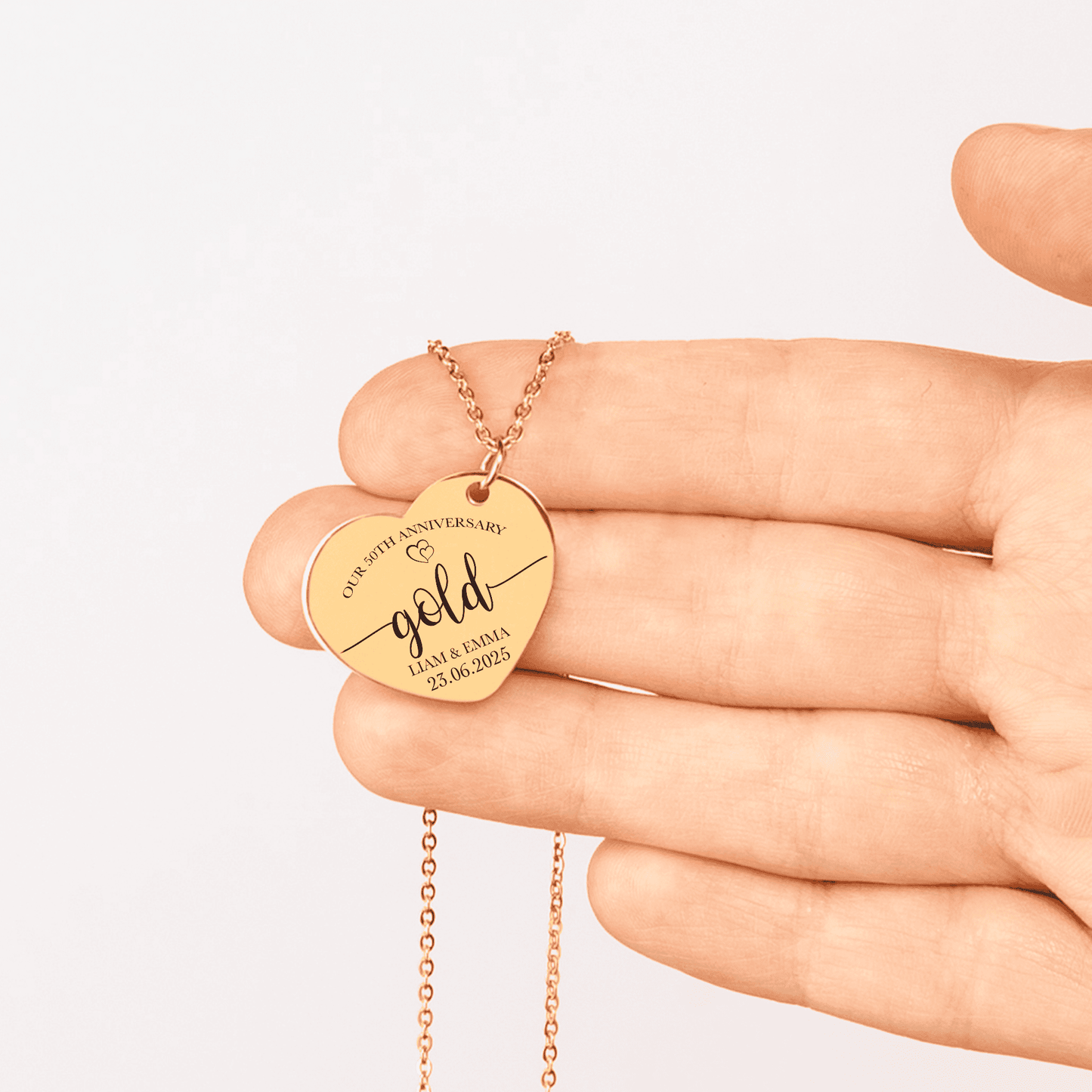 50th Gold Anniversary Heart Necklace