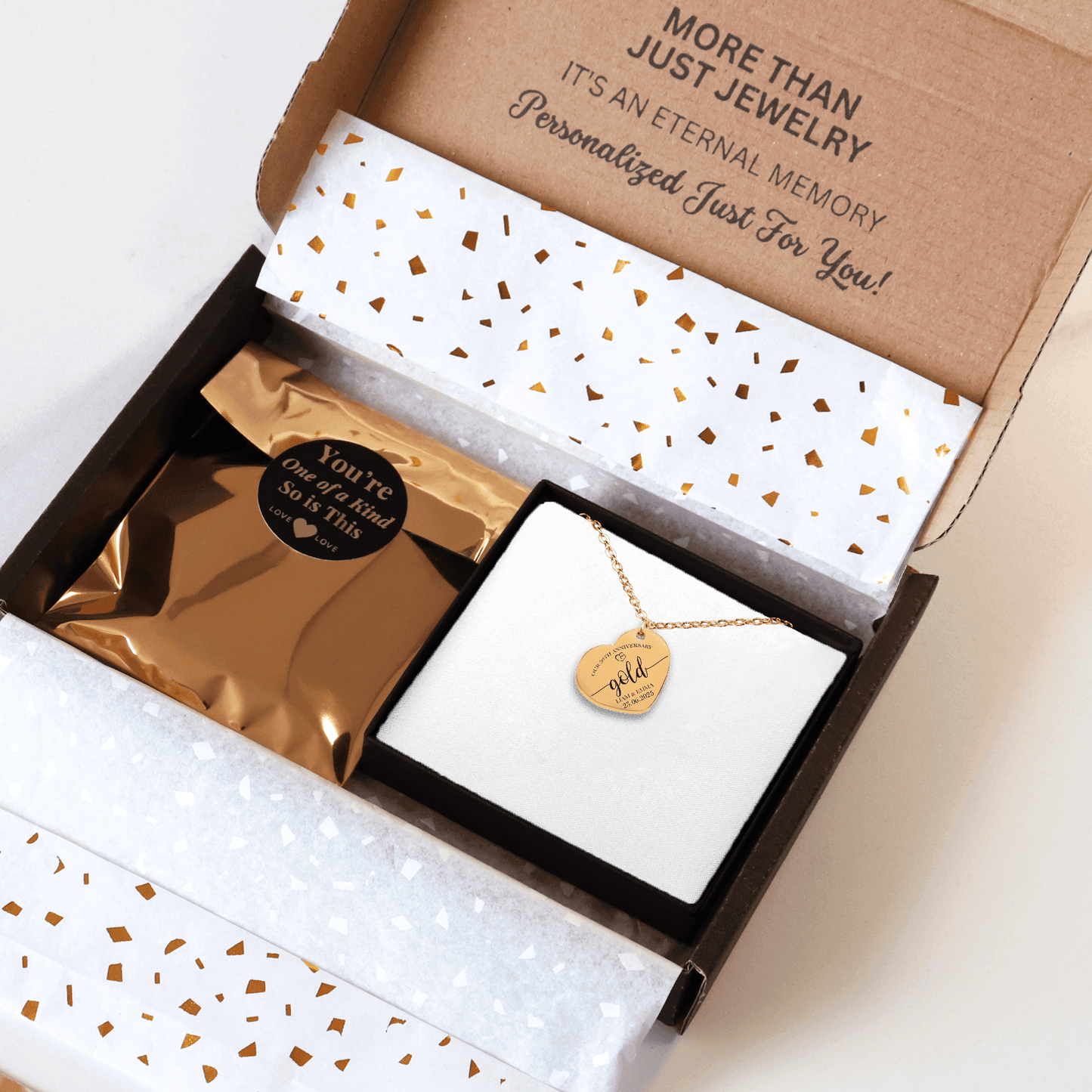 50th Gold Anniversary Heart Necklace