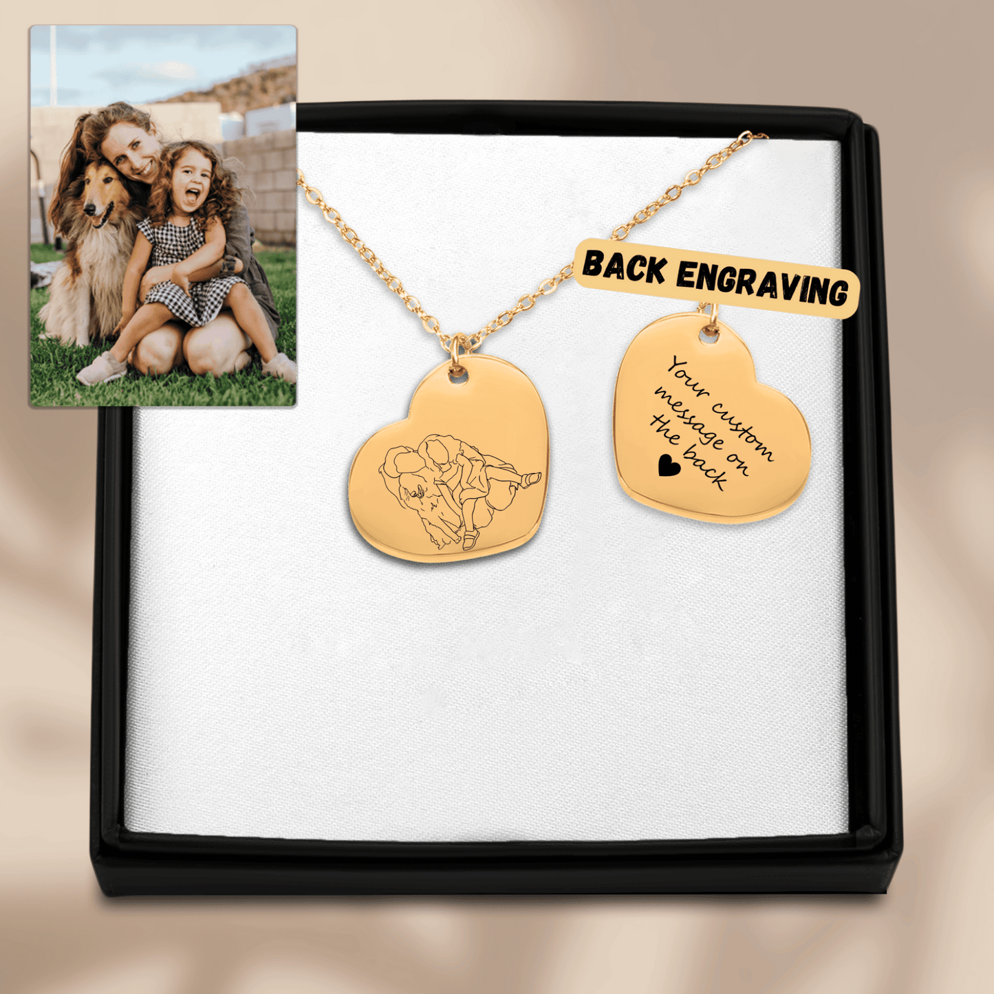 Line Art Portrait Heart Necklace