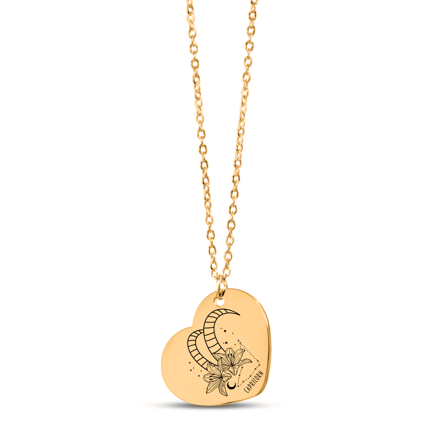 Capricorn Zodiac Sign Heart Necklace