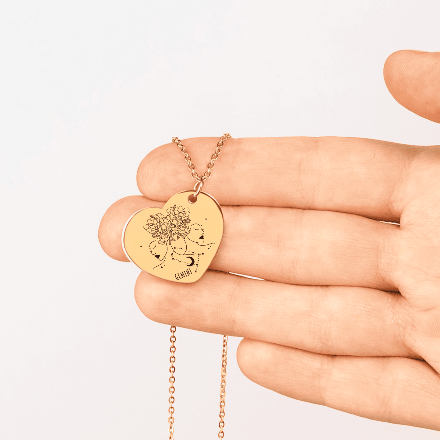 Gemini Zodiac Sign Heart Necklace