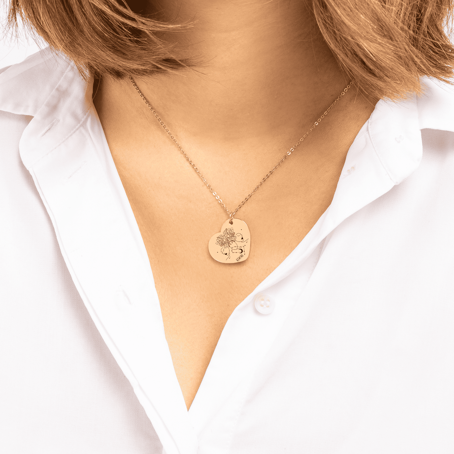 Gemini Zodiac Sign Heart Necklace