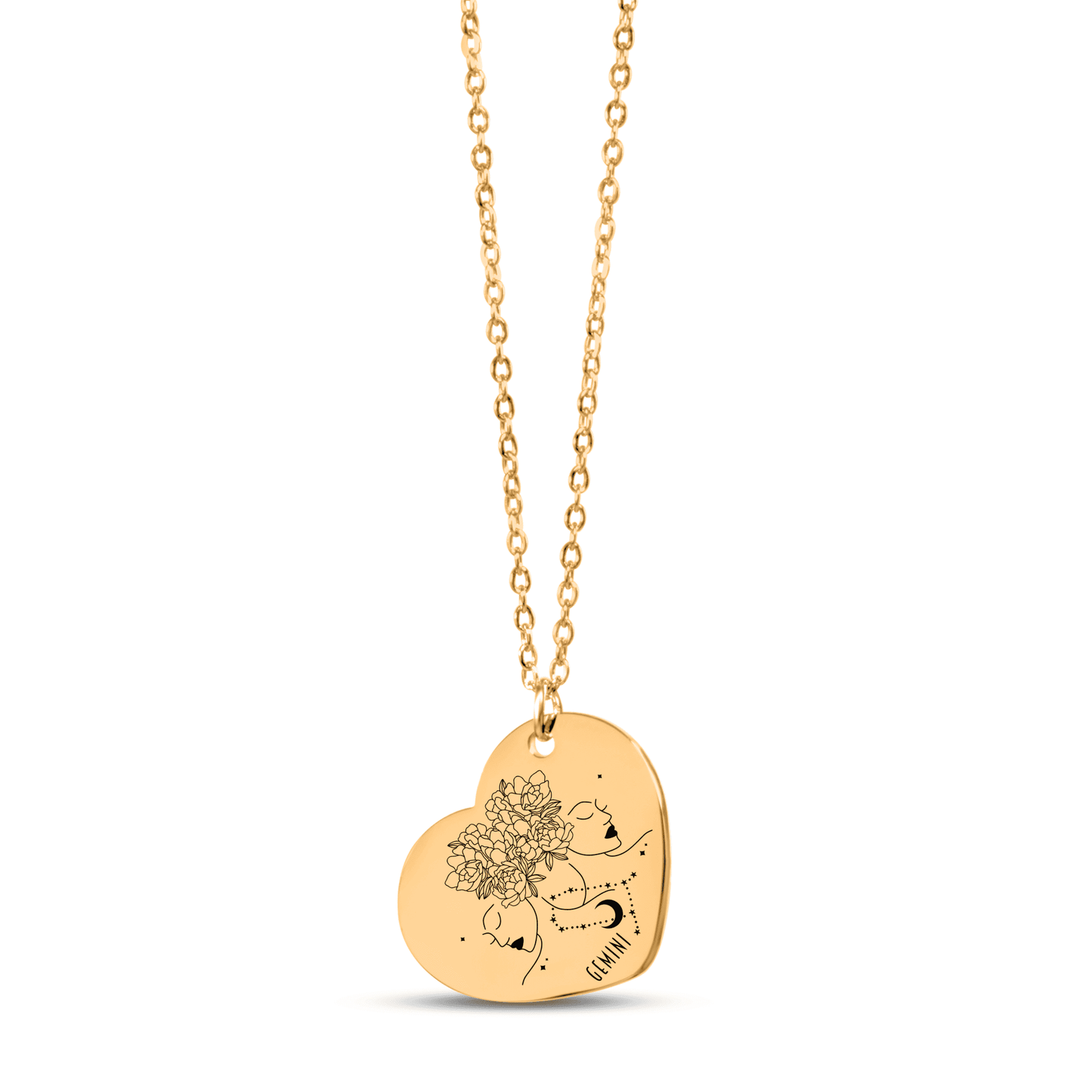 Gemini Zodiac Sign Heart Necklace