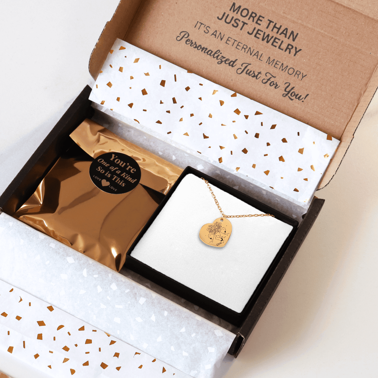 Gemini Zodiac Sign Heart Necklace
