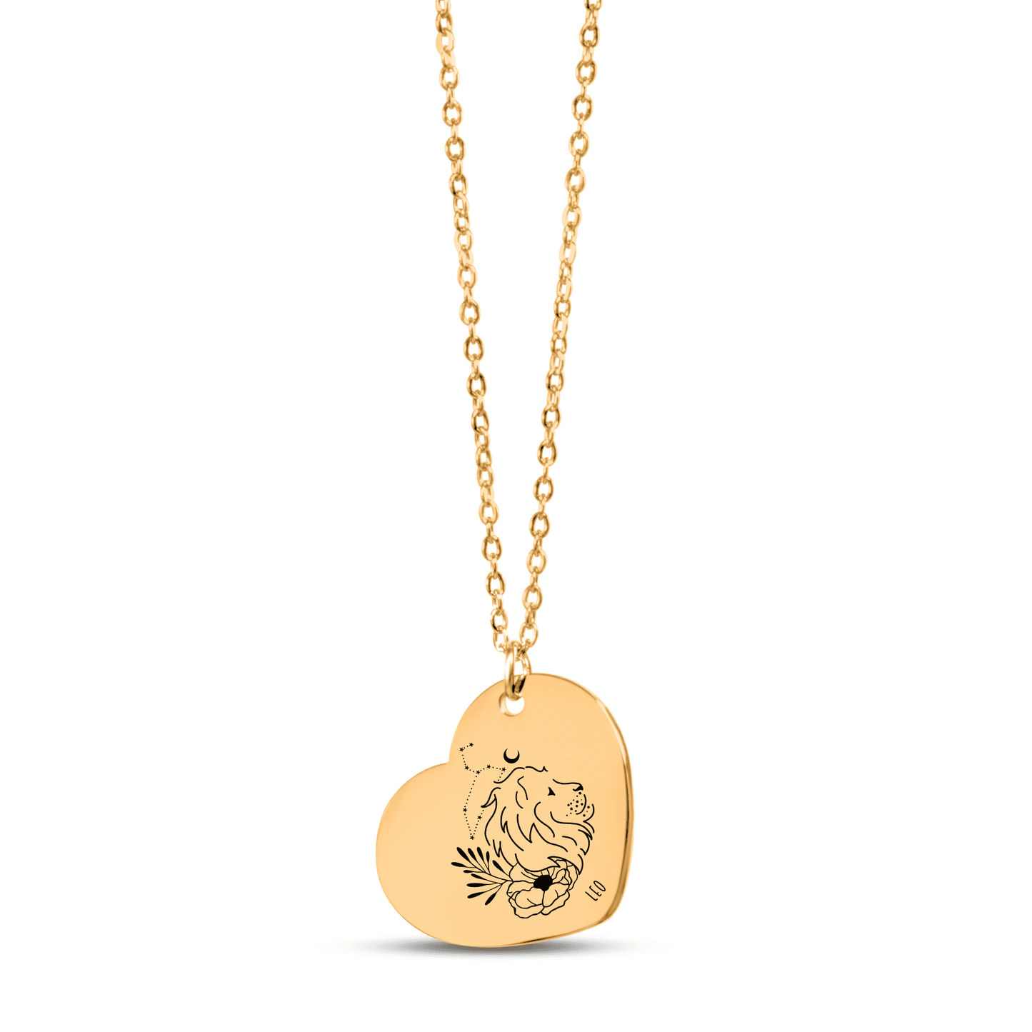 Leo Zodiac Sign Heart Necklace