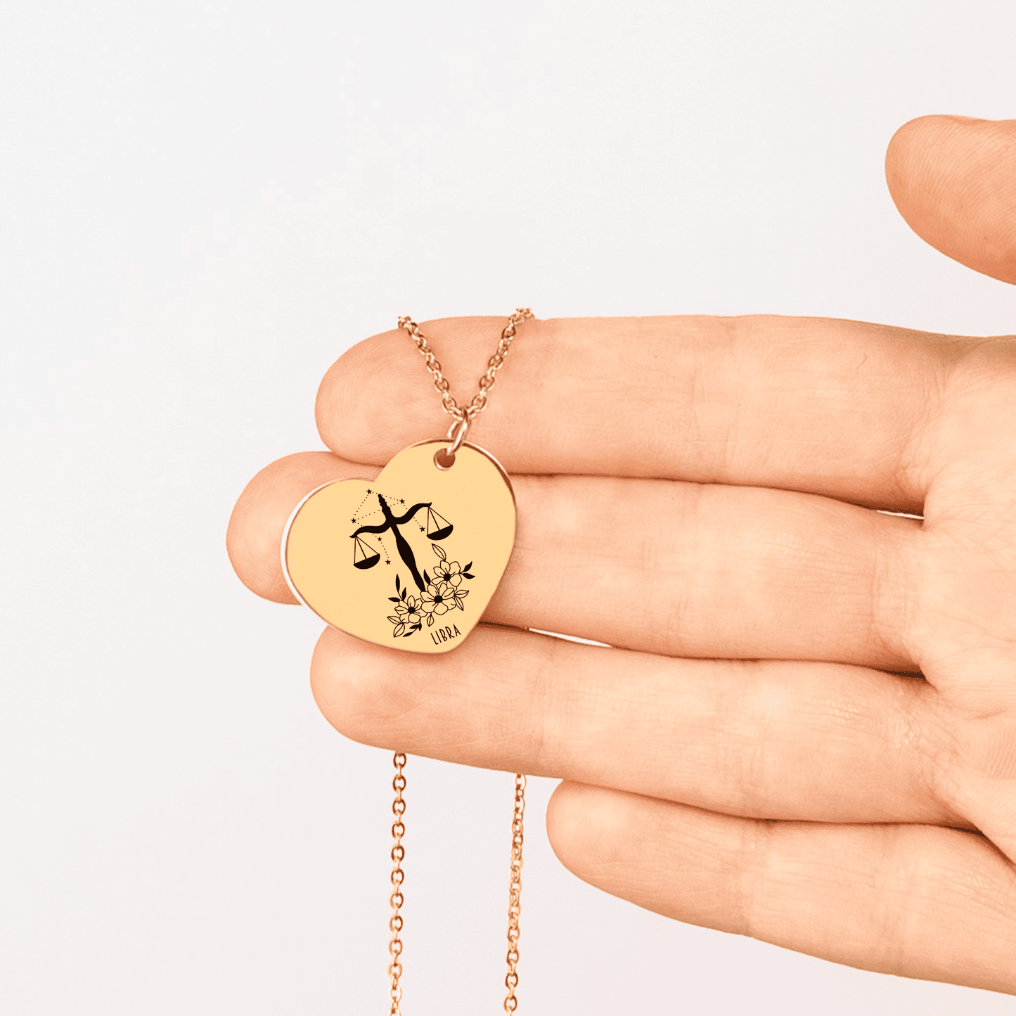 Libra Zodiac Sign Heart Necklace