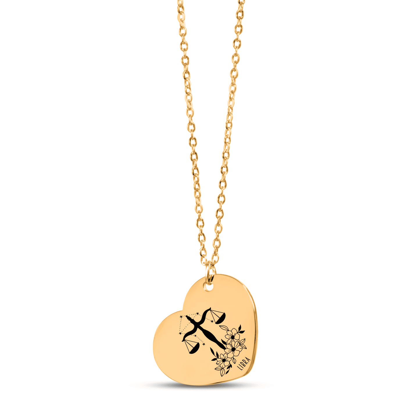 Libra Zodiac Sign Heart Necklace