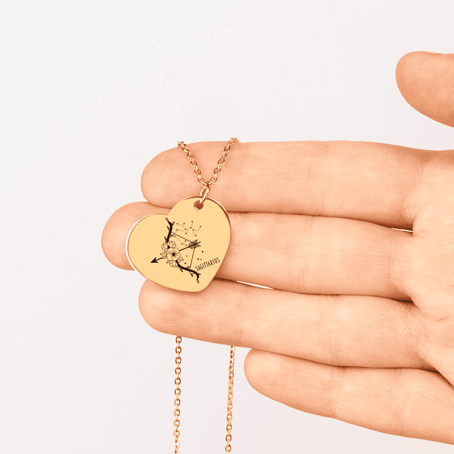 Sagittarius Zodiac Sign Heart Necklace