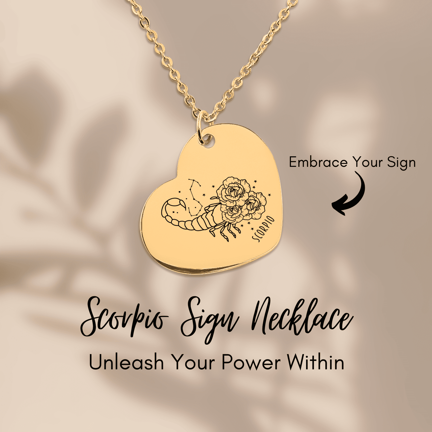 Scorpio Zodiac Sign Heart Necklace
