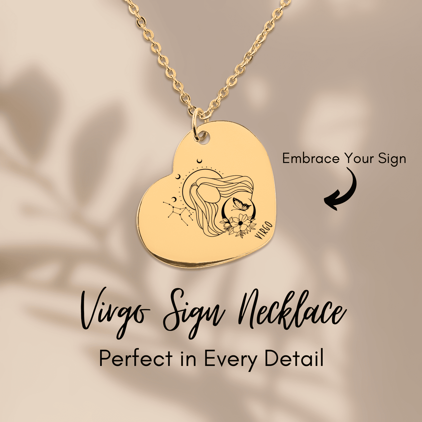 Virgo Zodiac Sign Heart Necklace