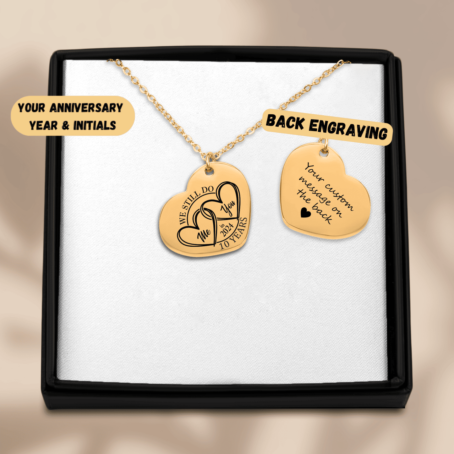 10th Years Anniversaries Heart Necklace