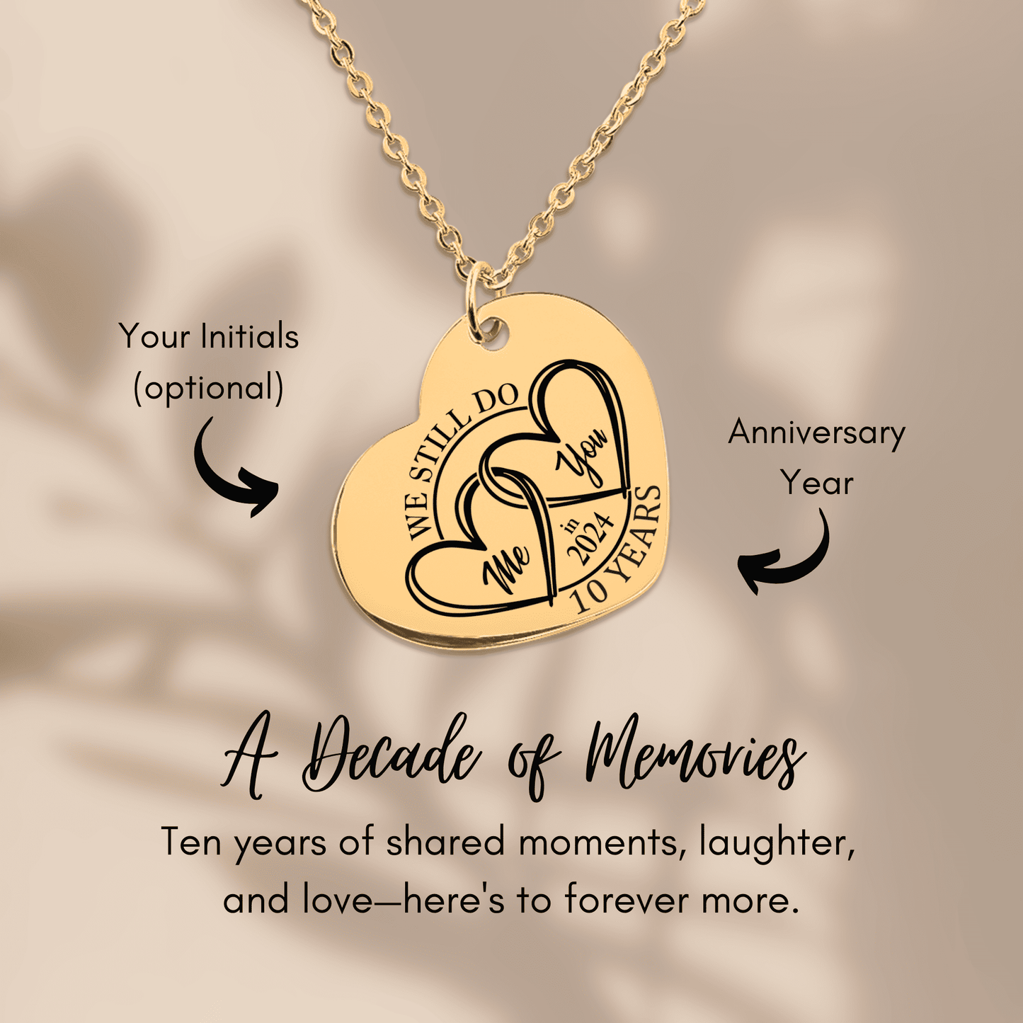 10th Years Anniversaries Heart Necklace