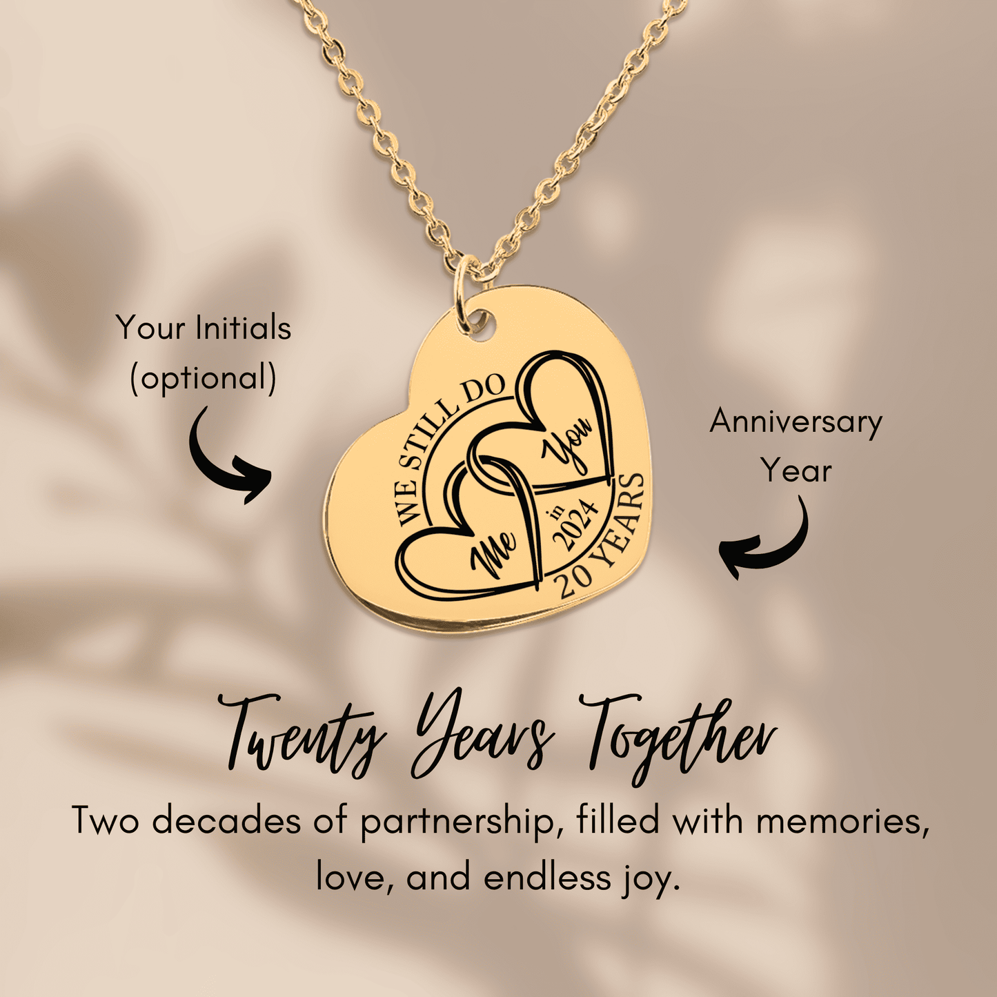 20th Years Anniversary Heart Necklace