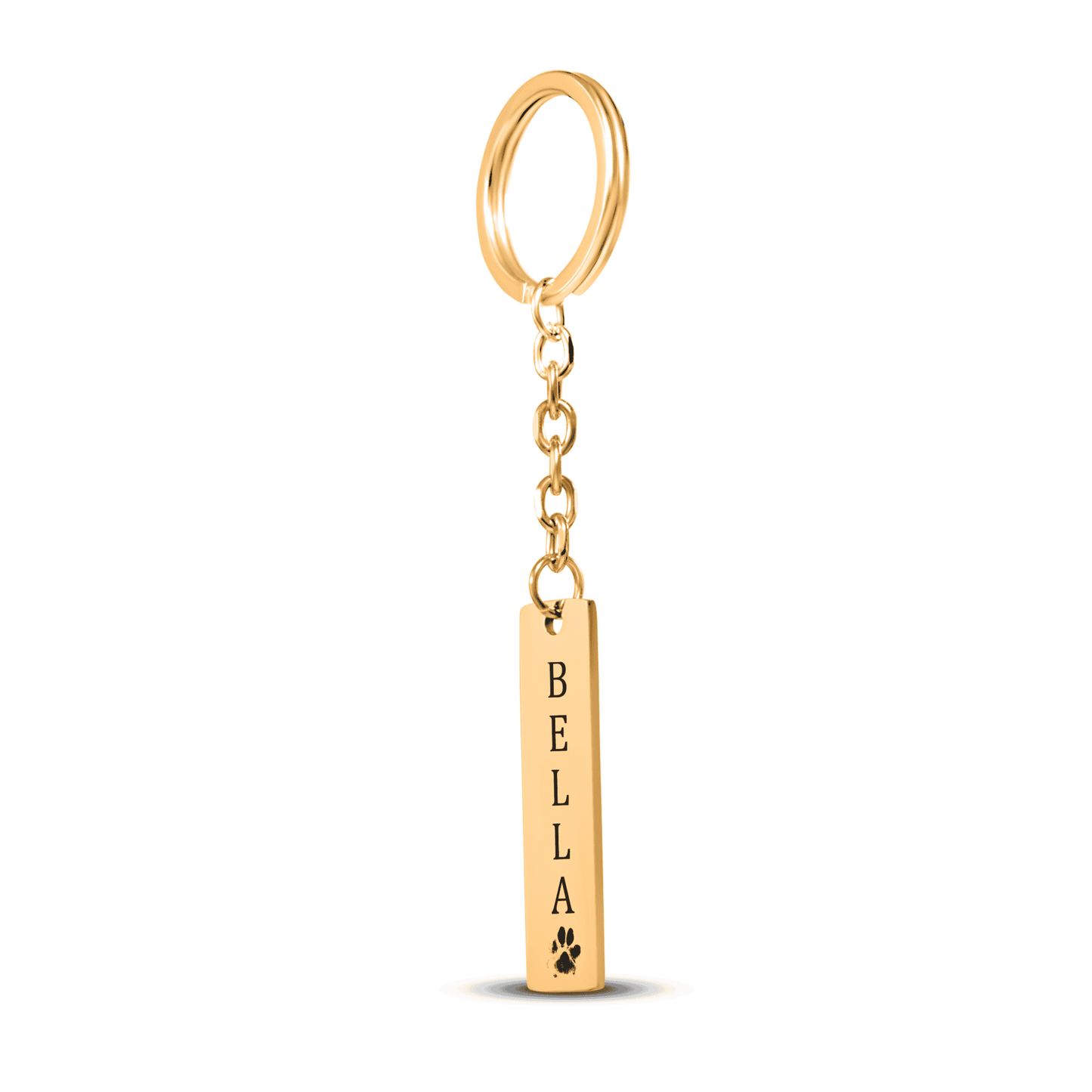 Pet's Name & Paw Print Vertical Bar Keychain