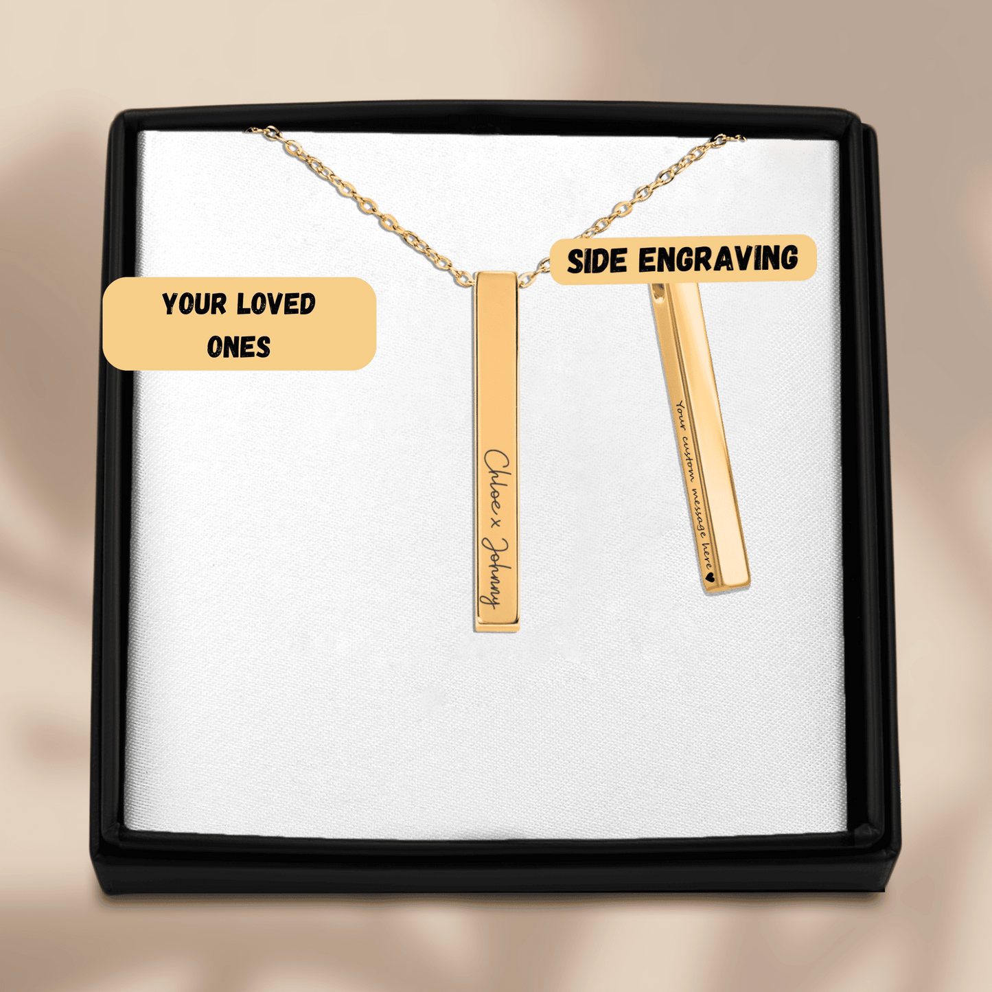 Custom Names Necklace, Vertical Bar Necklace