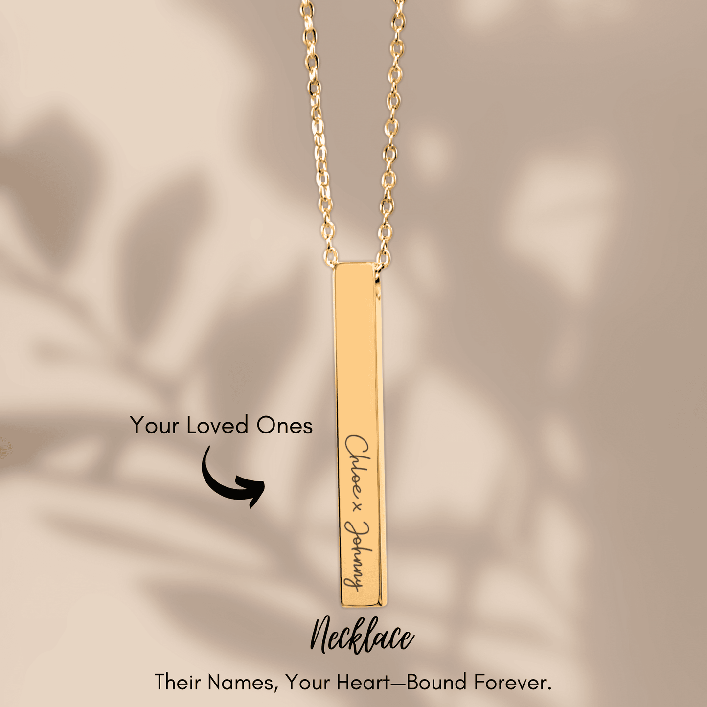 Custom Names Necklace, Vertical Bar Necklace