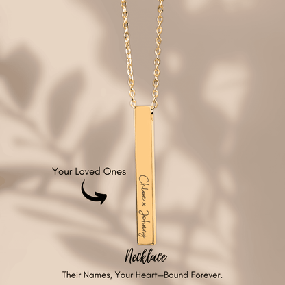 Custom Names Necklace, Vertical Bar Necklace