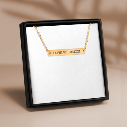 Roman Numbers Horizontal Bar Necklace