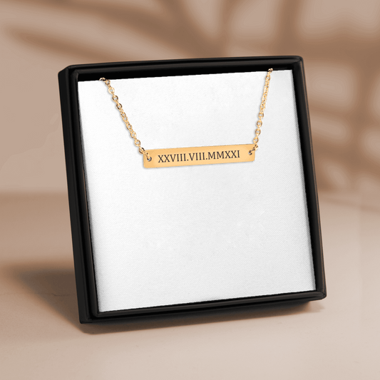 Roman Numbers Horizontal Bar Necklace
