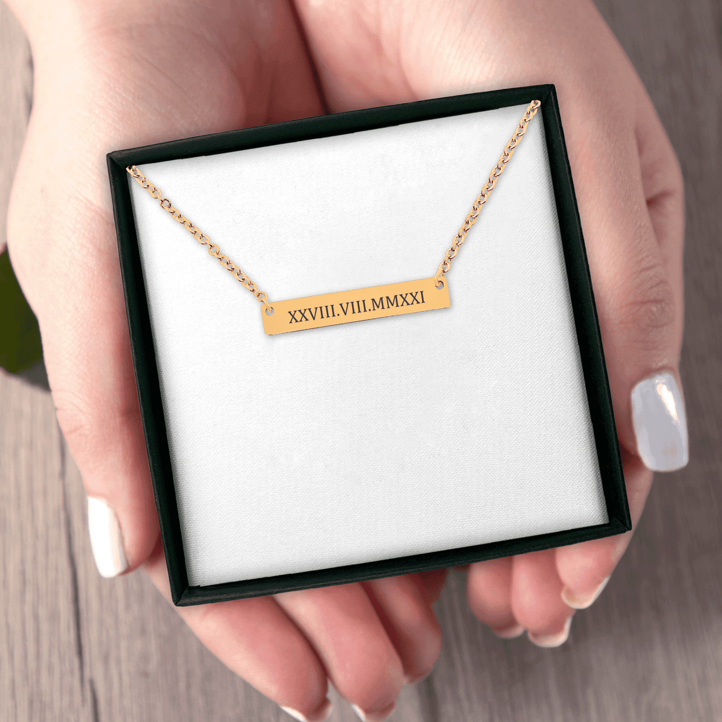 Roman Numbers Horizontal Bar Necklace