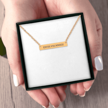 Roman Numbers Horizontal Bar Necklace