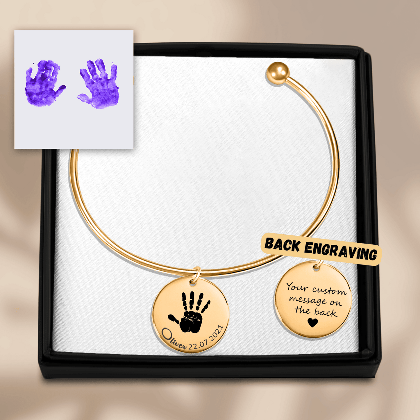 Actual Hand Print Coin Bangle