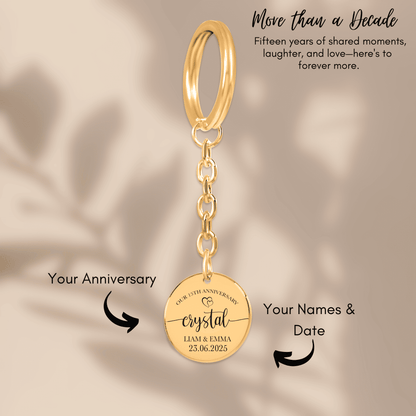 15th Crystal Anniversary Coin Keychain