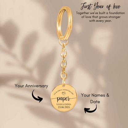 1st Paper Anniversary Coin Keychain