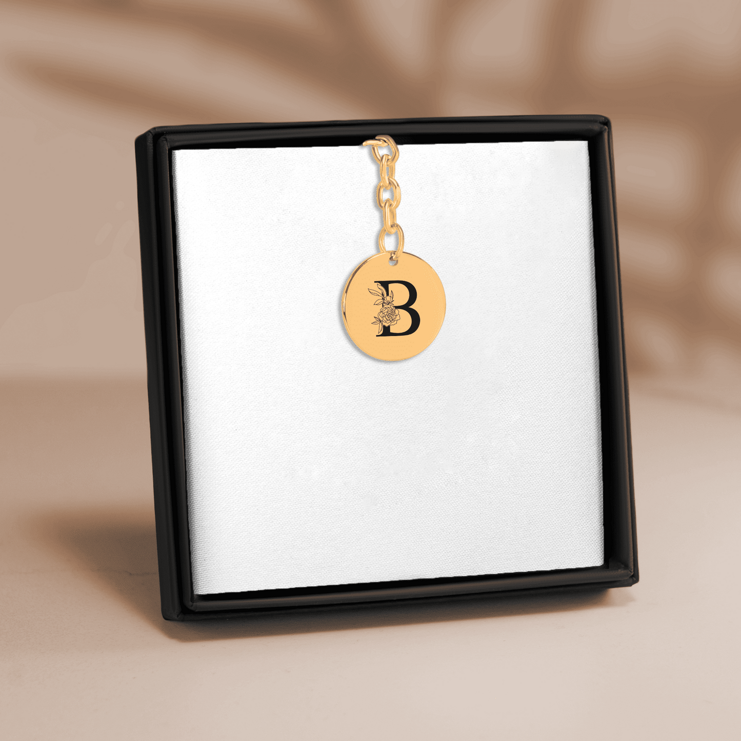 Floral Initial Keychain – B