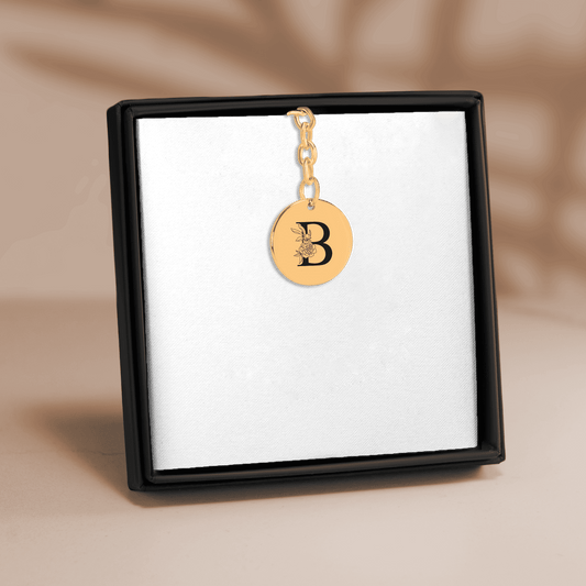Floral Initial Keychain – B