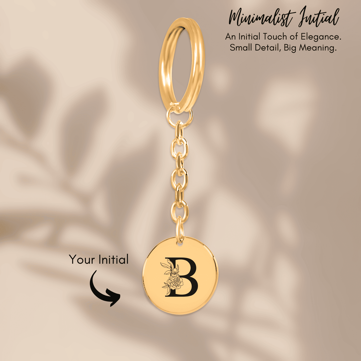 Floral Initial Keychain – B