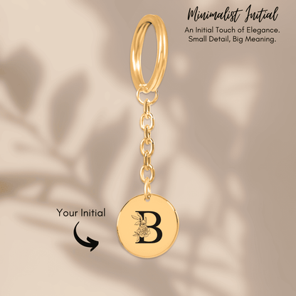 Floral Initial Keychain – B