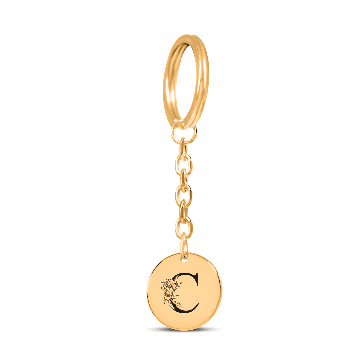 Floral Initial Keychain – C