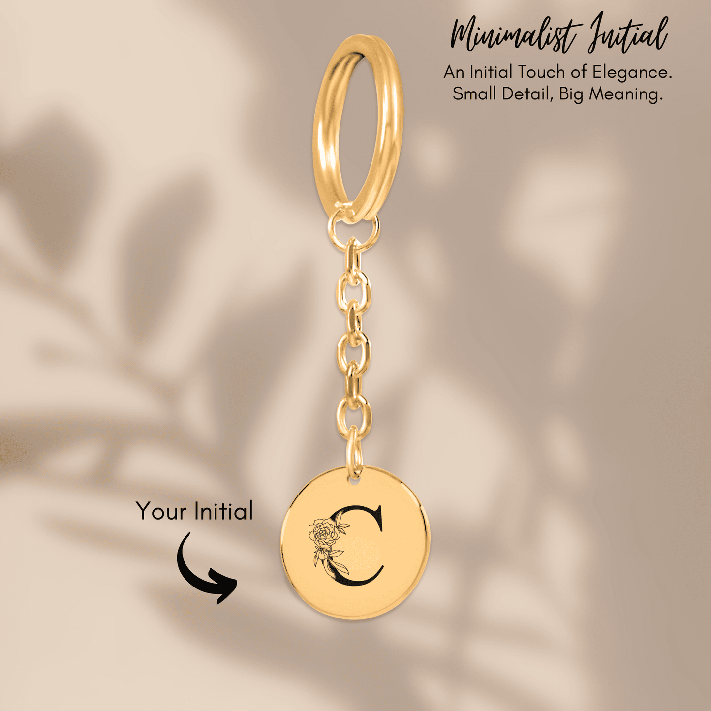 Floral Initial Keychain – C