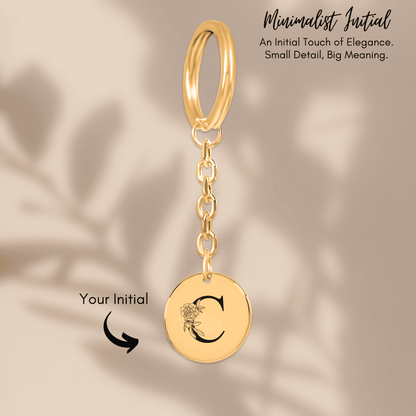 Floral Initial Keychain – C