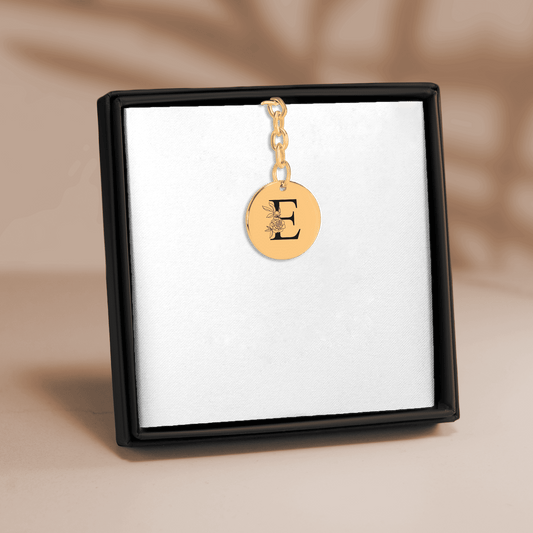 Floral Initial Keychain – E