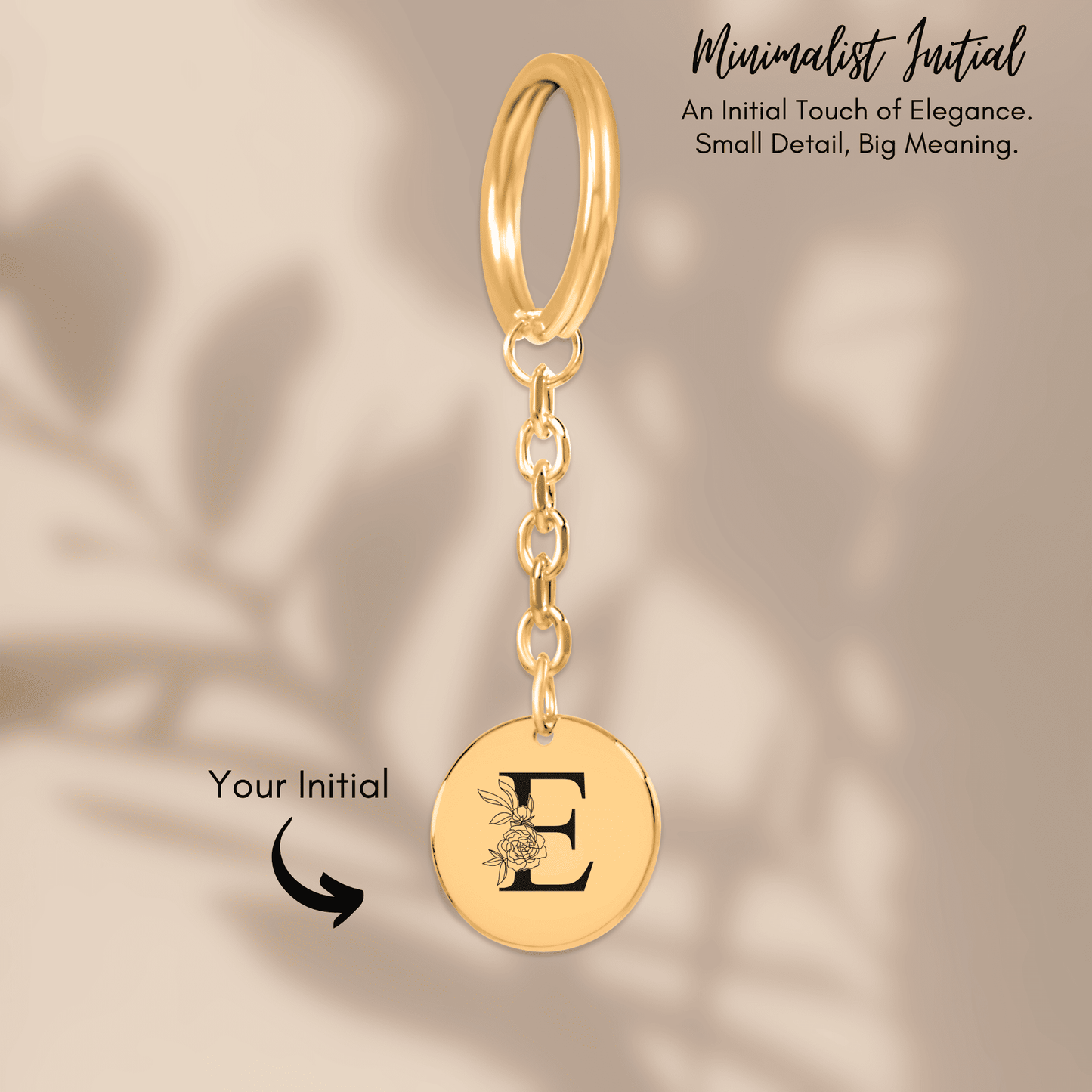 Floral Initial Keychain – E