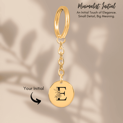 Floral Initial Keychain – E