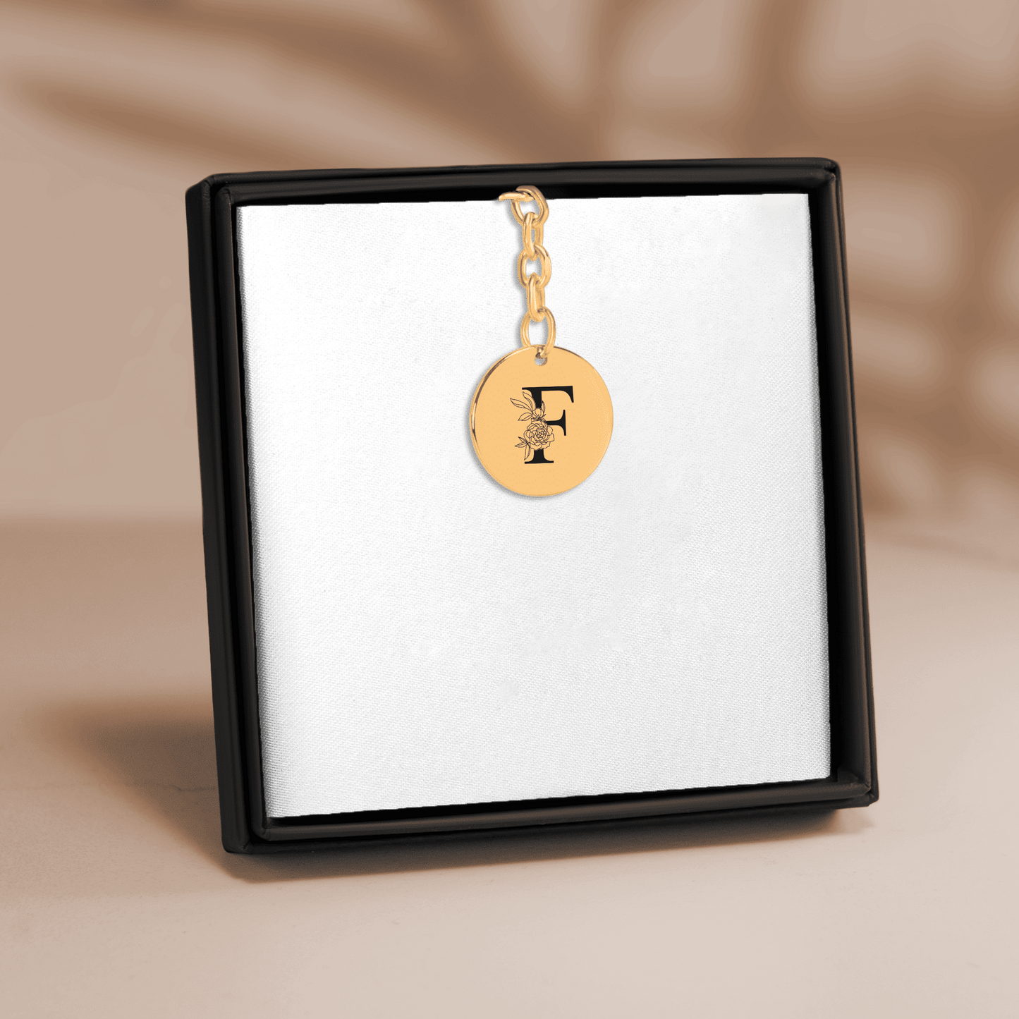 Floral Initial Keychain – F