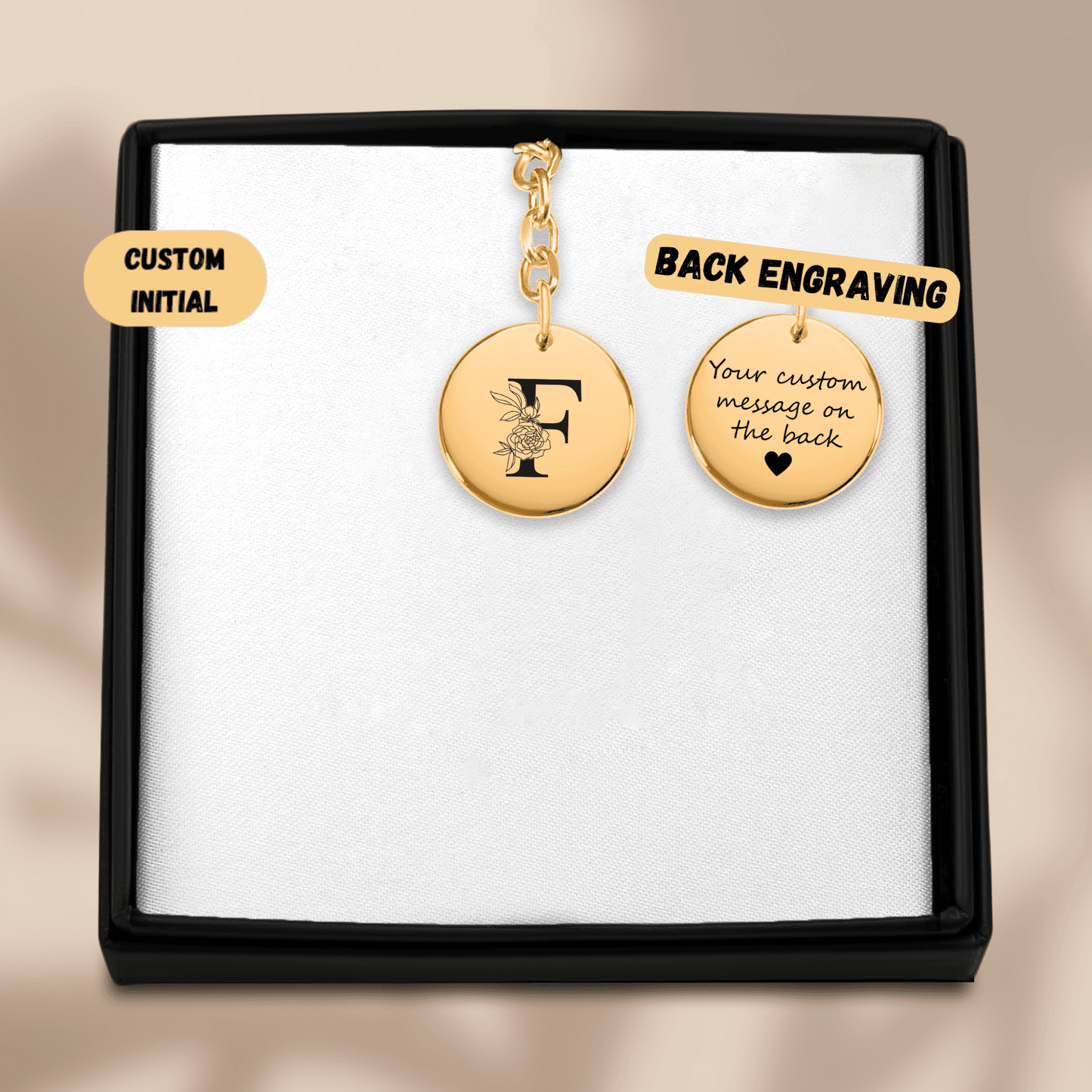 Floral Initial Keychain – F