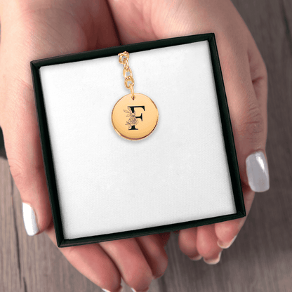 Floral Initial Keychain – F