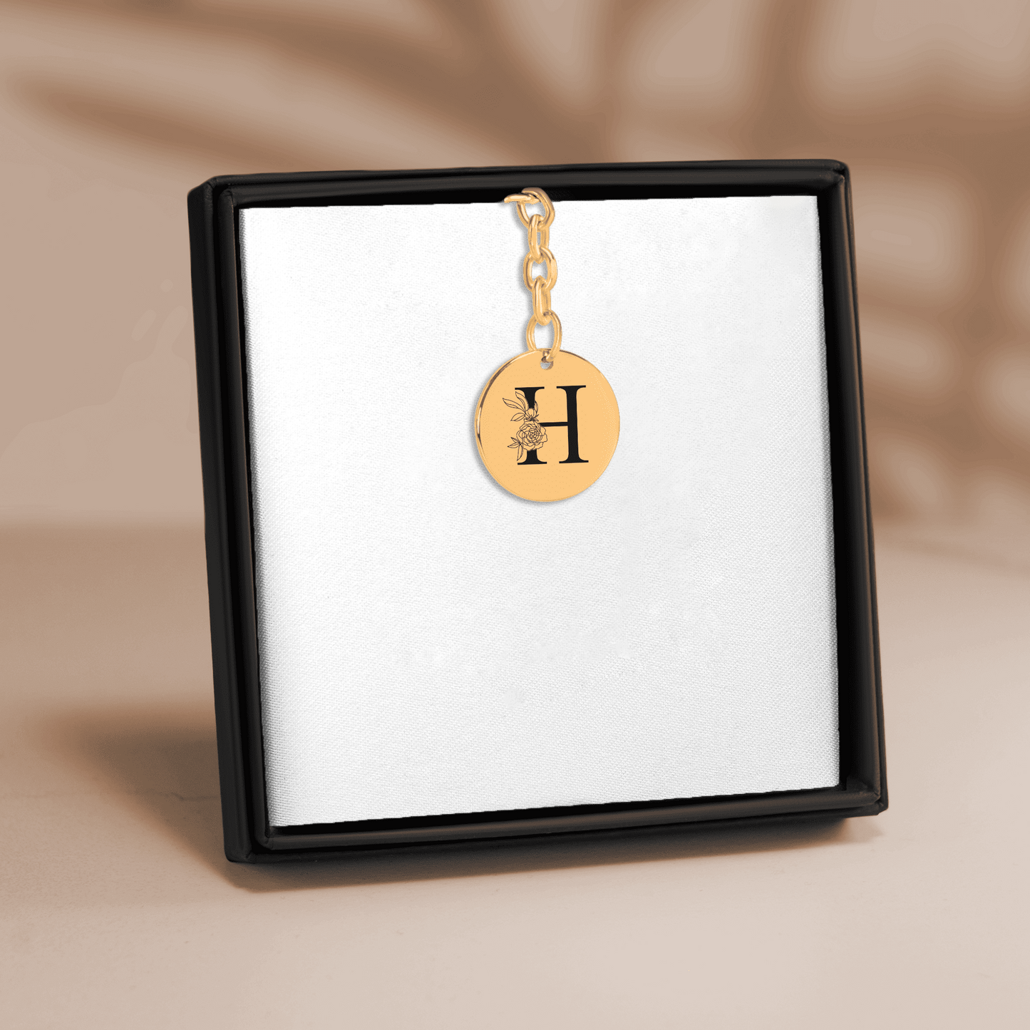 Floral Initial Keychain – H