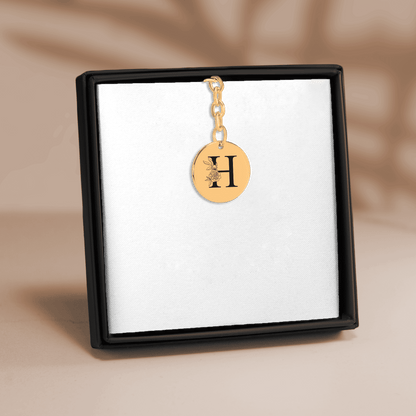 Floral Initial Keychain – H