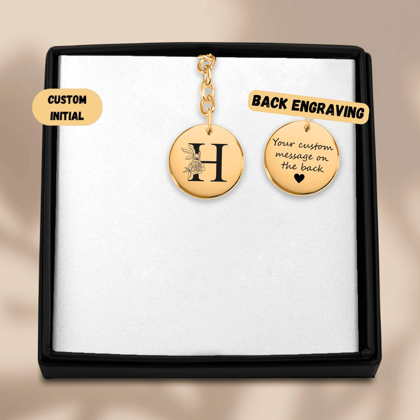 Floral Initial Keychain – H