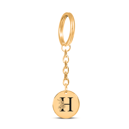 Floral Initial Keychain – H