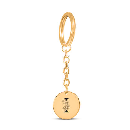 Floral Initial Keychain – I