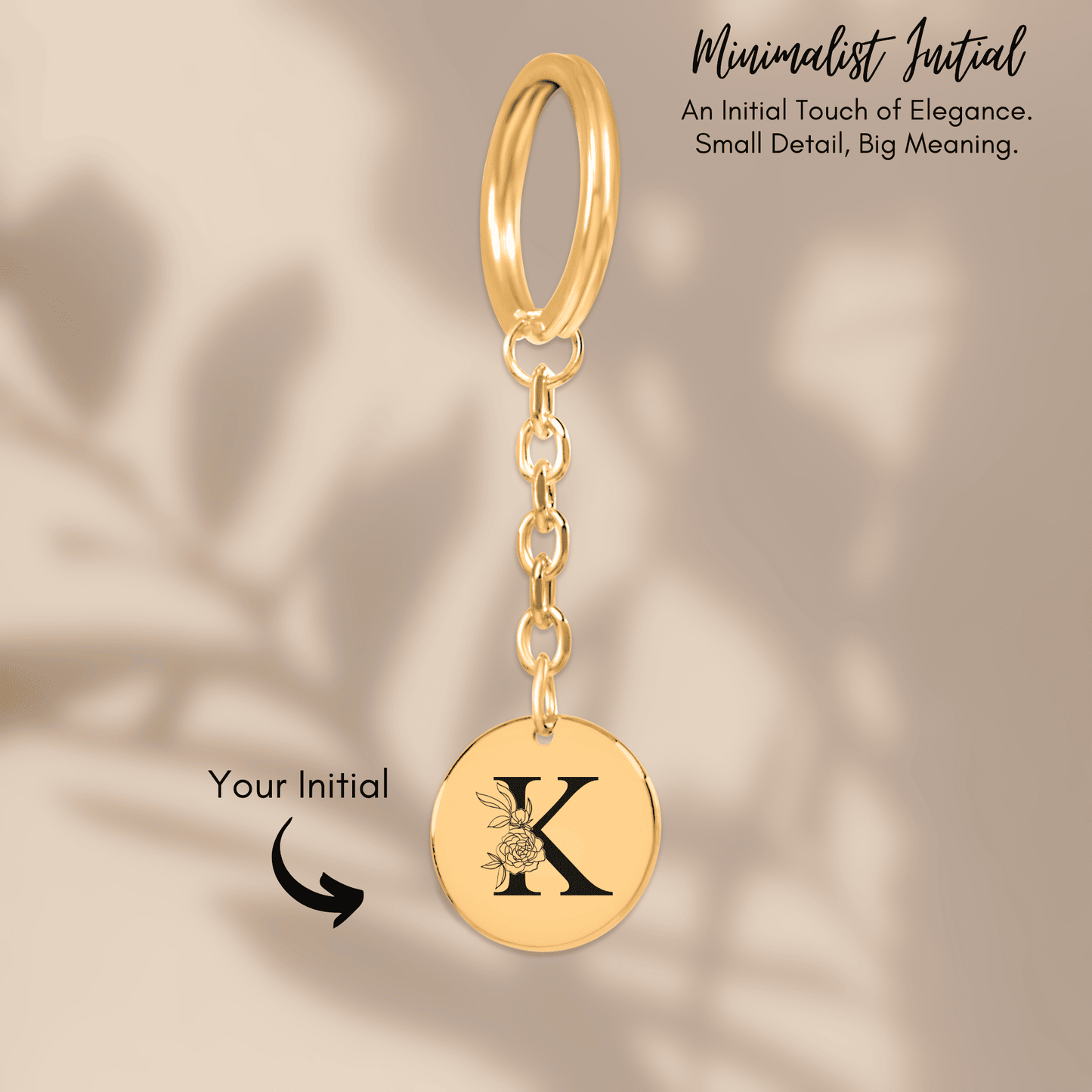Floral Initial Keychain – K