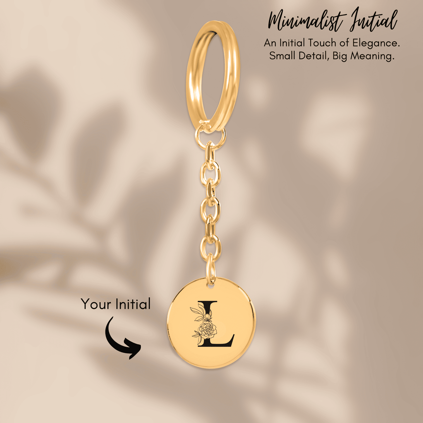 Floral Initial Keychain – L