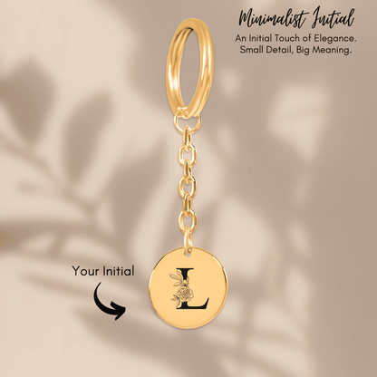 Floral Initial Keychain – L