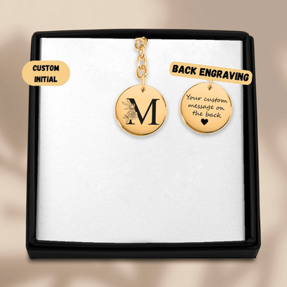 Floral Initial Keychain – M